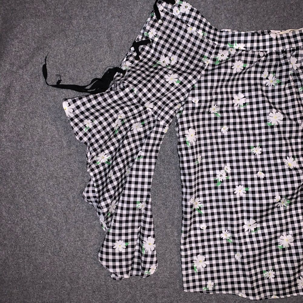 Takara Small Black and White Gingham Off Shoulder